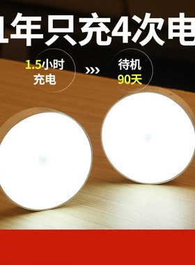 LED灵敏人体感应小夜灯磁吸无线充电小夜灯床头灯橱柜走廊礼品灯