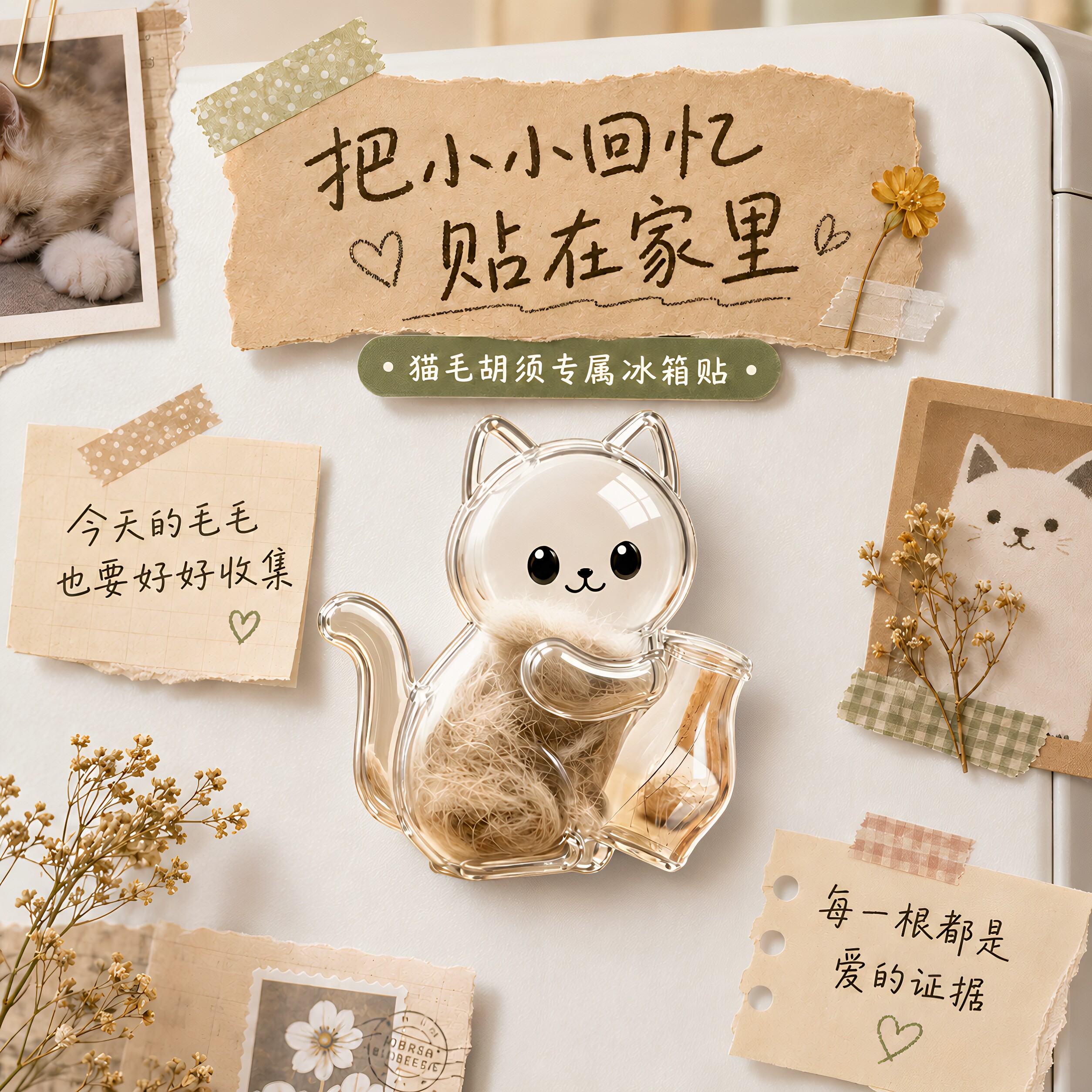 猫毛胡须收集猫冰箱贴