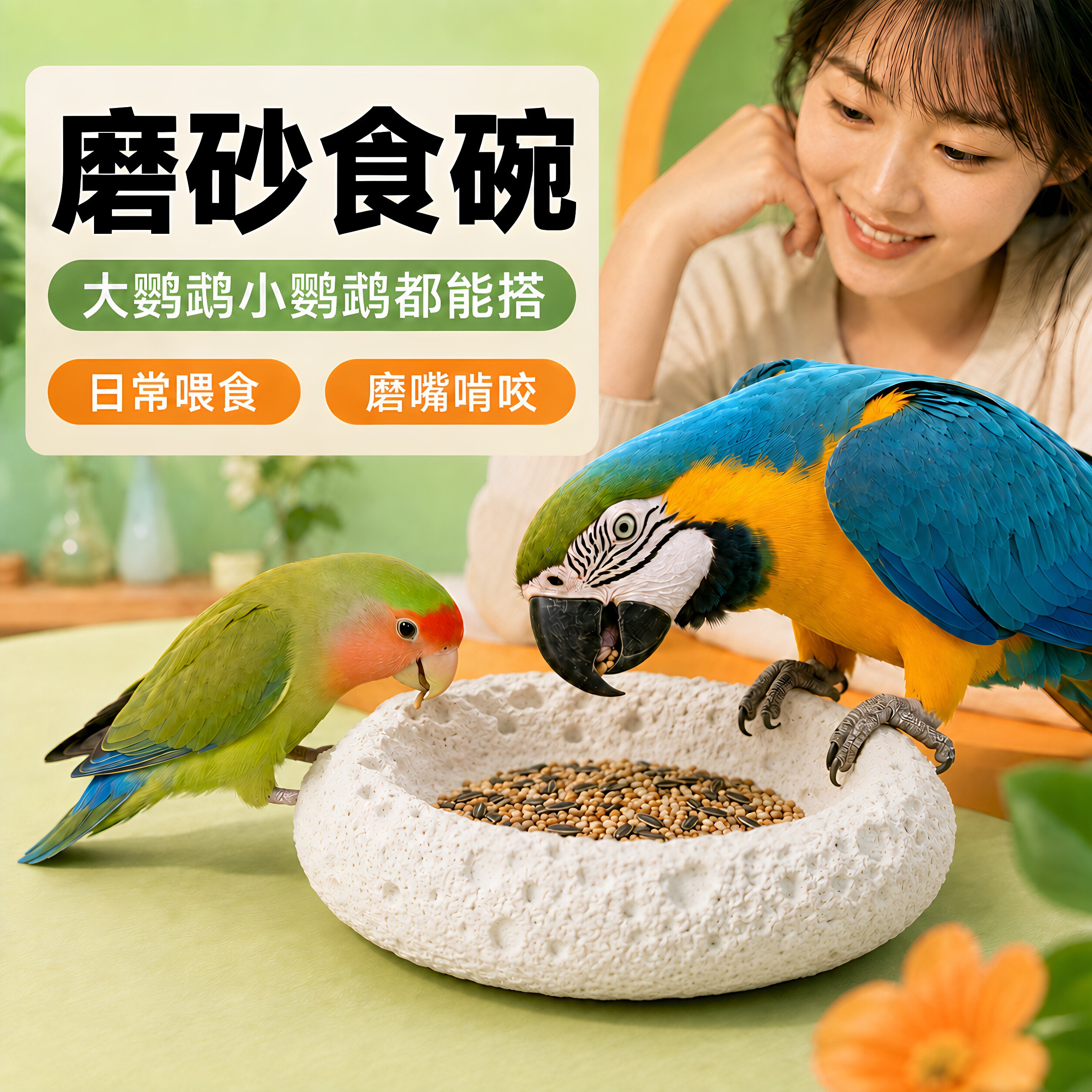 鹦鹉喂食碗防溅防翻磨爪磨嘴