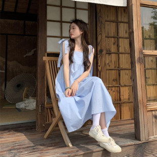 溫柔甜美風氣質背帶裙子超仙甜美吊帶連衣裙女a字長裙 夏新款