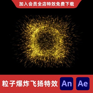 粒子爆炸飞扬AnAe全屏粒子光圈分子爆开扩散消失沙雕动画特效素材