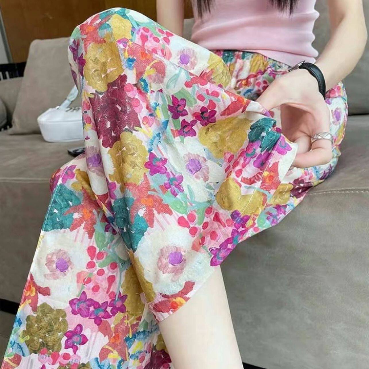 夏季棉绸女薄款九分家居裤可外穿