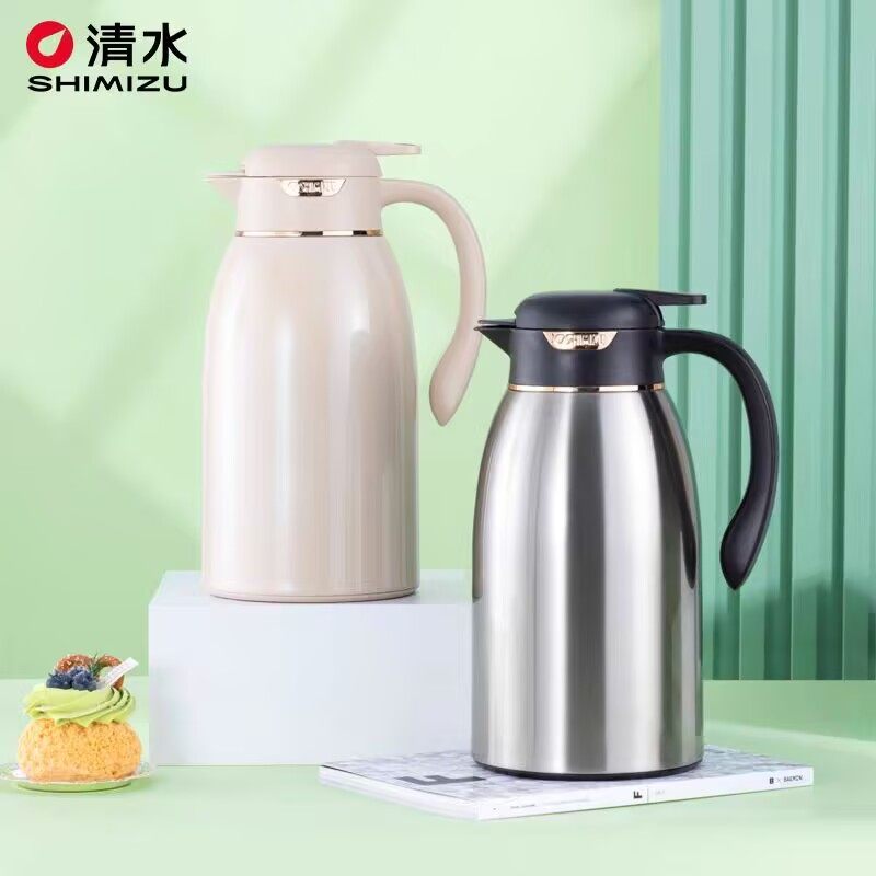 清水保温壶不锈钢外壳红胆玻璃内胆高颜值办公室家用暖开水瓶暖壶