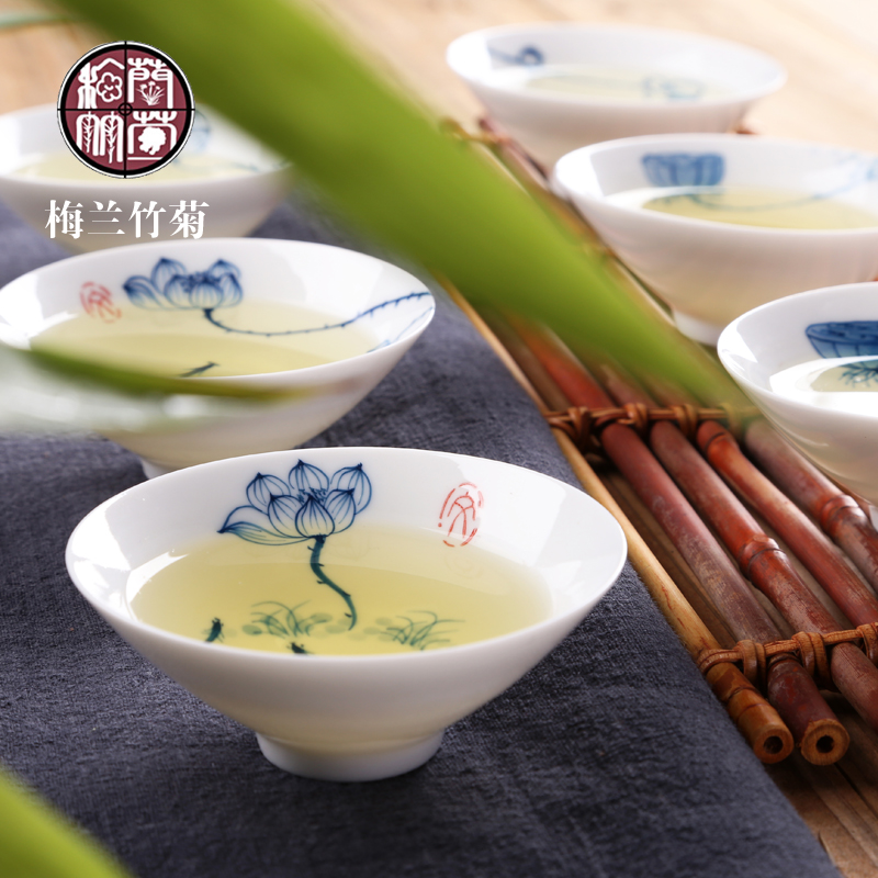 薄胎纯手工手绘斗笠杯；主任品茗杯