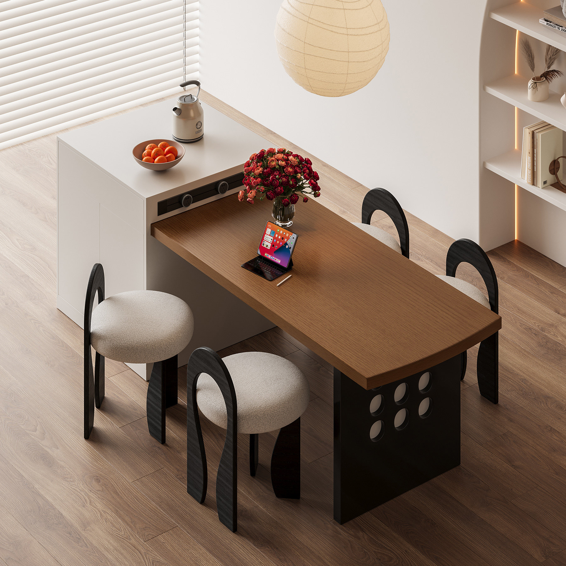谷及 现代简约包豪斯岛台餐桌一体原创设计侘寂风多功能伸缩吧台,住宅家具,岛台餐桌,淘宝优惠券,粉丝福利购,淘宝优惠卷