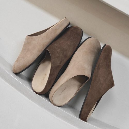 枯骨进口高丝光牛皮反绒穆勒博肯半拖休闲百搭舒适极简包头拖鞋