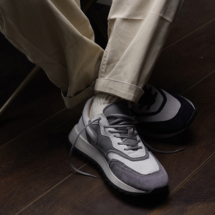 枯骨秋冬反毛皮拼接做旧低帮男女鞋复古慢跑鞋运动休闲老爹鞋