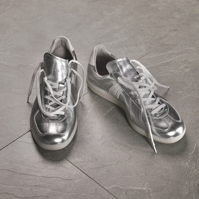 枯骨复古银色GAT德训鞋柔软吸汗男女小白鞋头层牛皮运动休闲鞋