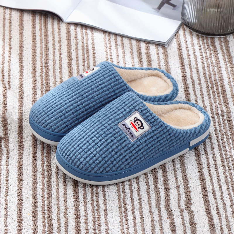 秋冬季情侣居家木地板防滑男士Paul Frank/大嘴猴家居棉拖鞋室内