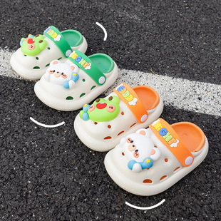 防滑外穿软底室内婴幼儿宝宝男女童卡通包头洞洞鞋 儿童凉拖鞋 夏季