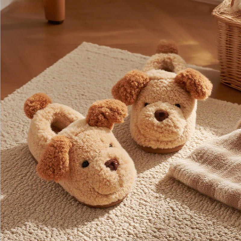 小狗儿童棉鞋男童冬季包跟室内家居保暖亲子可爱毛毛鞋女童卡通萌