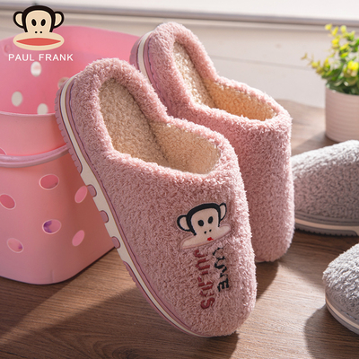 大嘴猴毛毛绒包头防滑保暖棉拖鞋