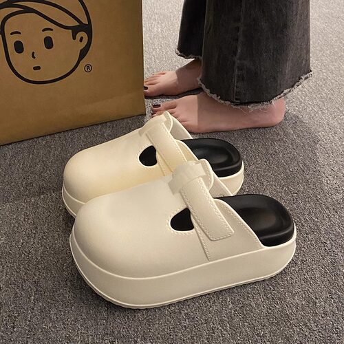 踩屎感包头厚底高凉拖鞋懒人勃肯