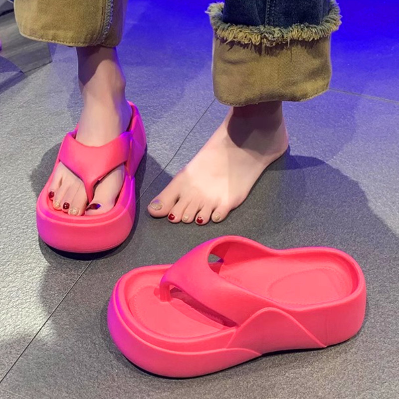 仙女简约海边沙滩人字拖鞋女厚底