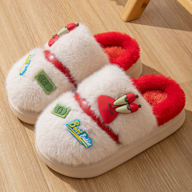 海绵宝宝女士棉拖鞋大童冬季防滑卡通可爱亲子宝宝毛绒鞋软底学生,女鞋,毛毛鞋,淘宝优惠券,粉丝福利购,淘宝优惠卷