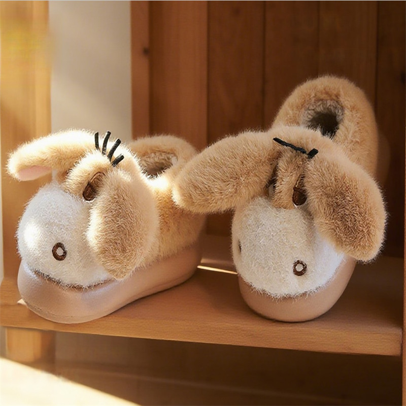 亲子可爱卡通萌儿童棉拖鞋室内家居毛鞋冬季棉鞋包跟男童女童厚底