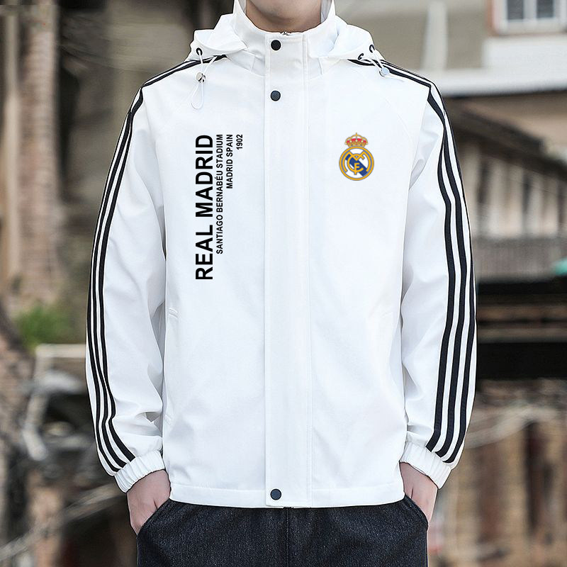 欧冠皇马足球队运动外套夹克男女春秋冬新款季薄款加厚训练棉衣服