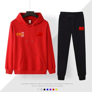 中国国家队运动套装男女春秋季薄款加绒厚China运动休闲套装衣服