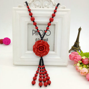 朱砂民族风项链挂饰挂件衣服百搭配饰装饰品长款复古毛衣链夏季女