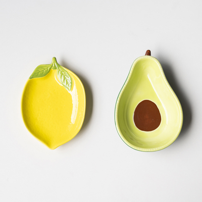 半村 一颗柠檬与牛油果 小碟 碗 陶瓷甜品碟 早餐小盘 水果坚果盘