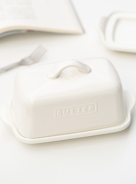 半村 北欧风陶瓷带盖黄油盒子芝士碟 西餐奶酪保鲜盘 BUTTER DISH