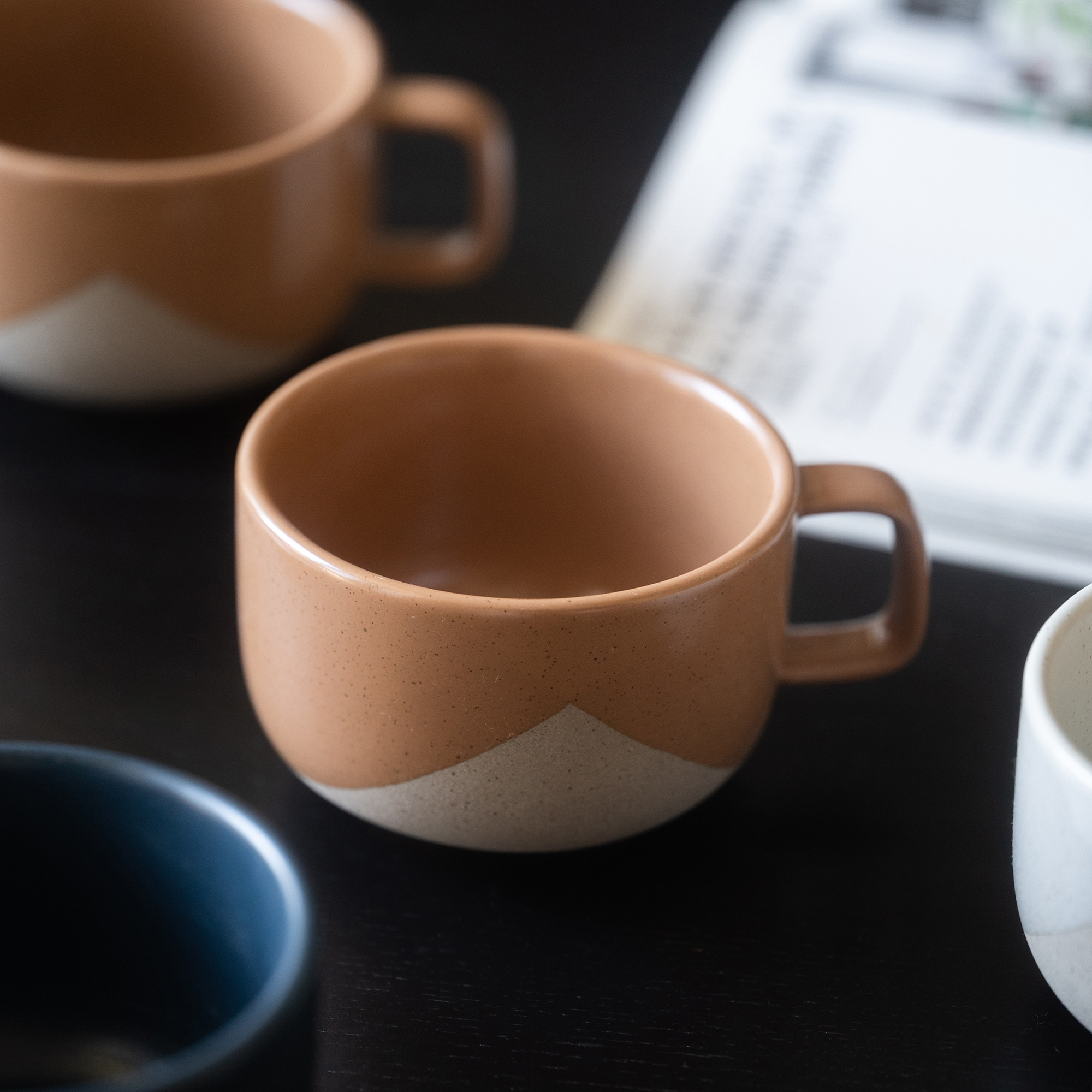 半村 静谧系列 粗陶咖啡杯马克杯 哑光芝麻釉复古拿铁咖啡杯 包邮