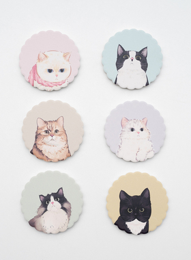 半村 可爱猫咪杯垫 ins风软萌猫猫复古吸水隔热硅藻土咖啡茶杯垫