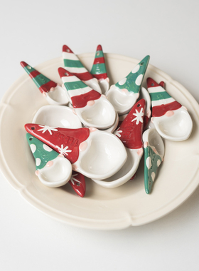 半村 圣诞系列 外贸原单陶瓷计量量匙烘焙控限盐勺咖啡豆计量勺子