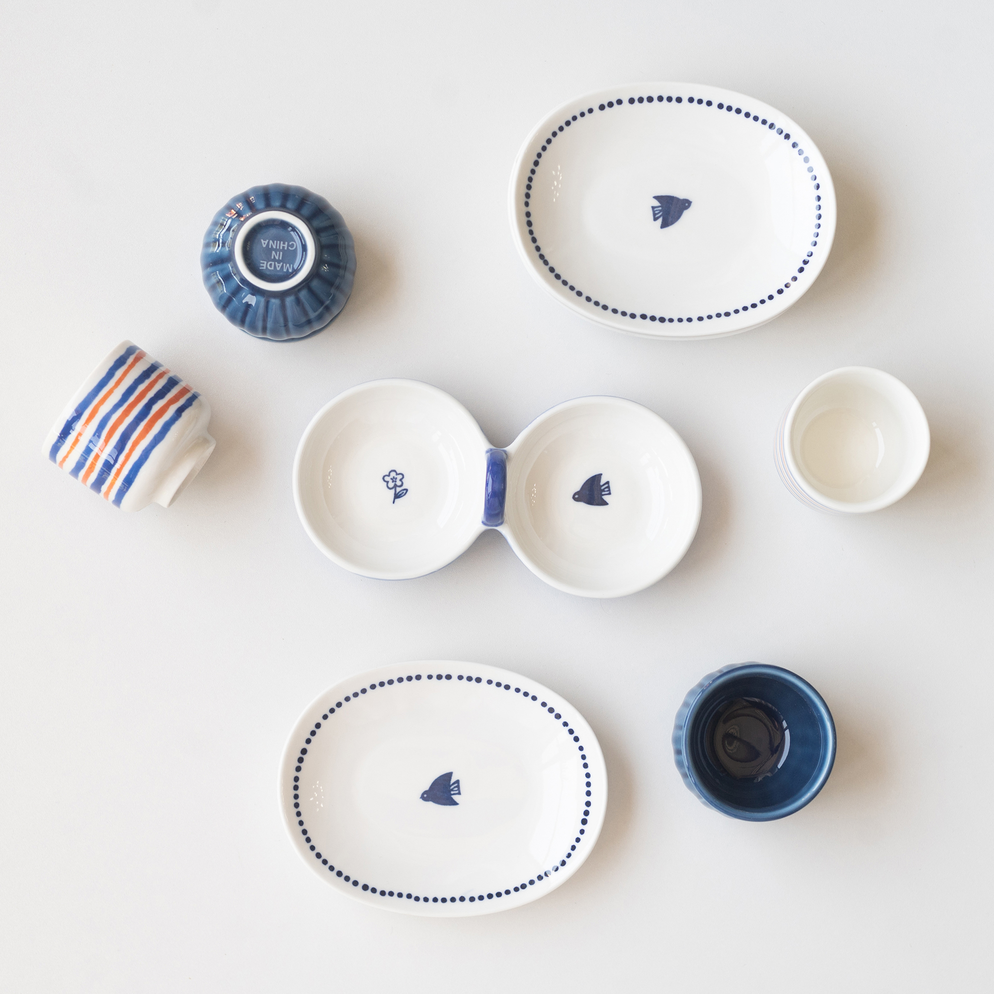 半村 花朵与小鸟 日式陶瓷釉下彩味碟小茶杯小清新碟盘醋碟蘸料碟