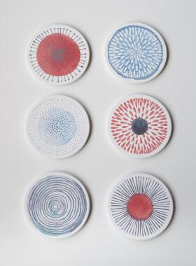 半村 北欧 硅藻泥陶瓷吸水杯垫速干 ins风硅藻土隔热垫防烫茶杯垫