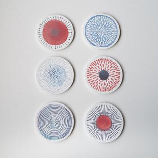 半村 北欧 硅藻泥陶瓷吸水杯垫速干 ins风硅藻土隔热垫防烫茶杯垫