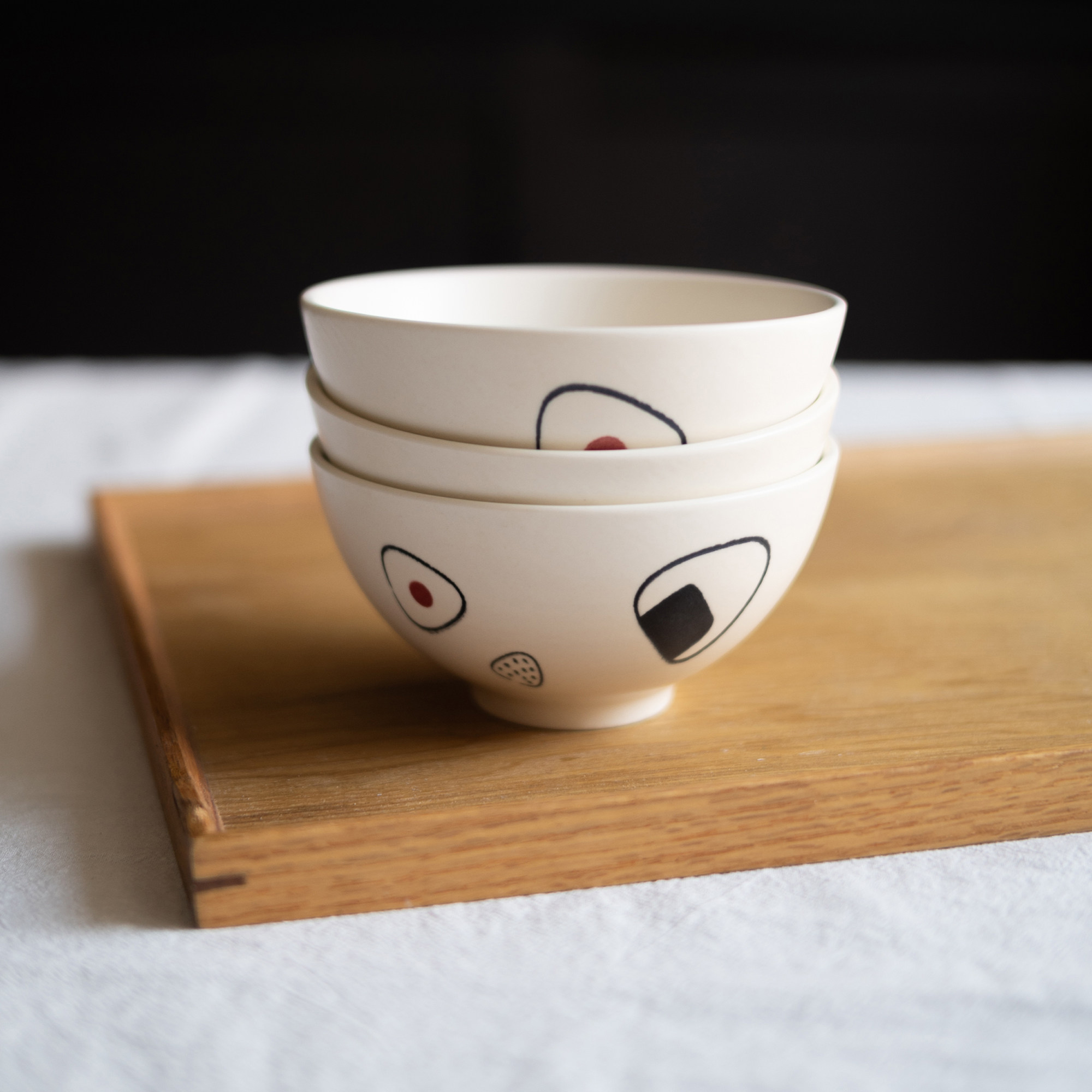 半村 日式复古梅子饭团碗 陶瓷釉下彩 家用米饭碗 面碗 外贸原单