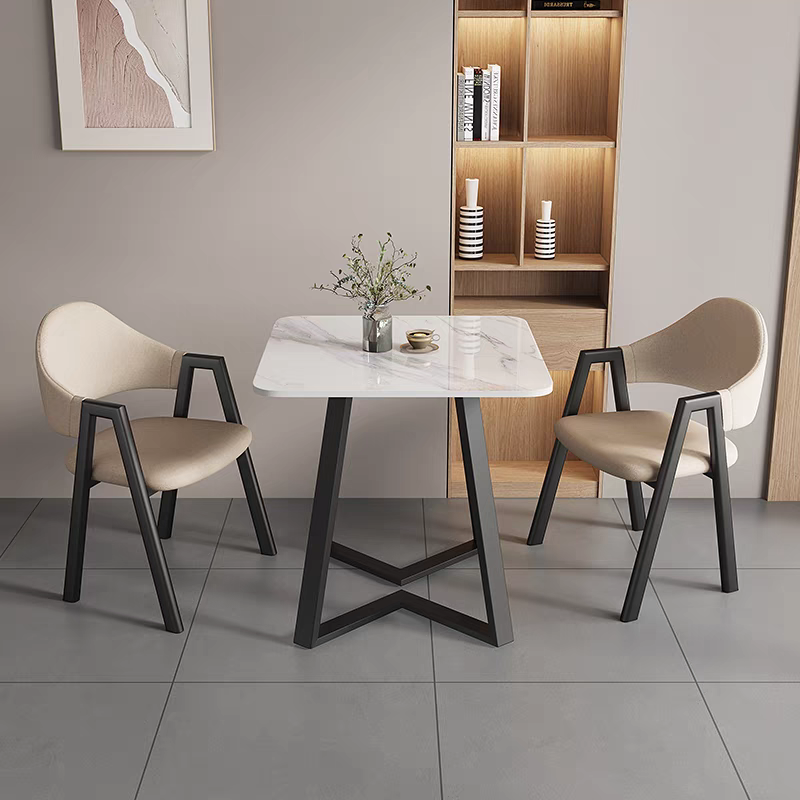 轻奢岩板洽谈桌椅组合家用阳台休闲办公会客接待小方桌奶茶店餐桌