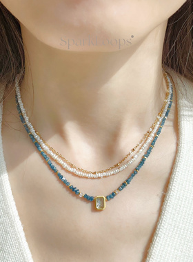 SparkLoops蓝钻 18K金扣4月生辰石天然蓝钻石原石/项链锁骨链颈链