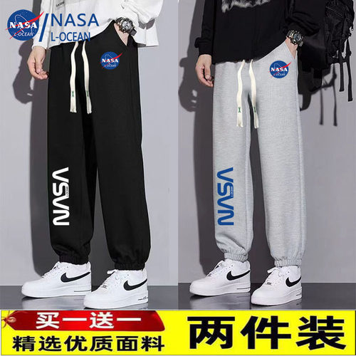 NASA春秋季休闲裤宽松百搭运动潮牌美式街头高街男女情侣束脚卫裤