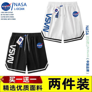 男士 休闲百搭五分裤 夏季 潮牌情侣运动裤 美式 NASA联名冰丝篮球短裤