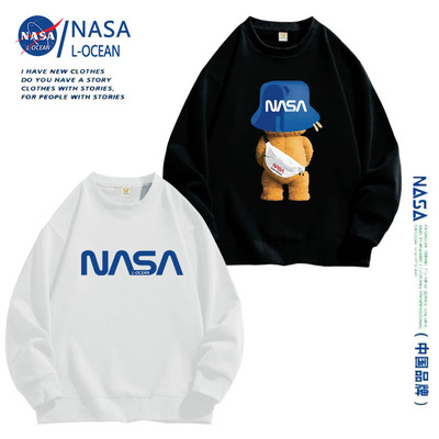 NASA重磅圆领卫衣男士春秋季潮流套头长袖情侣同款宽松百搭上衣服