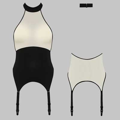 maison Close性感连体吊袜带 透明连体衣