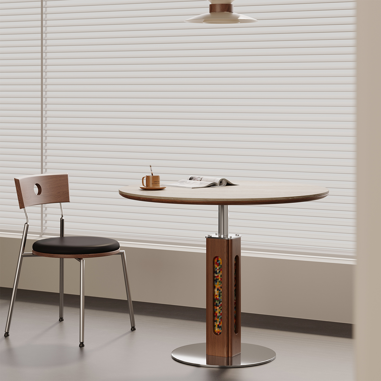 设计师款小户型圆形岩板餐桌90cm