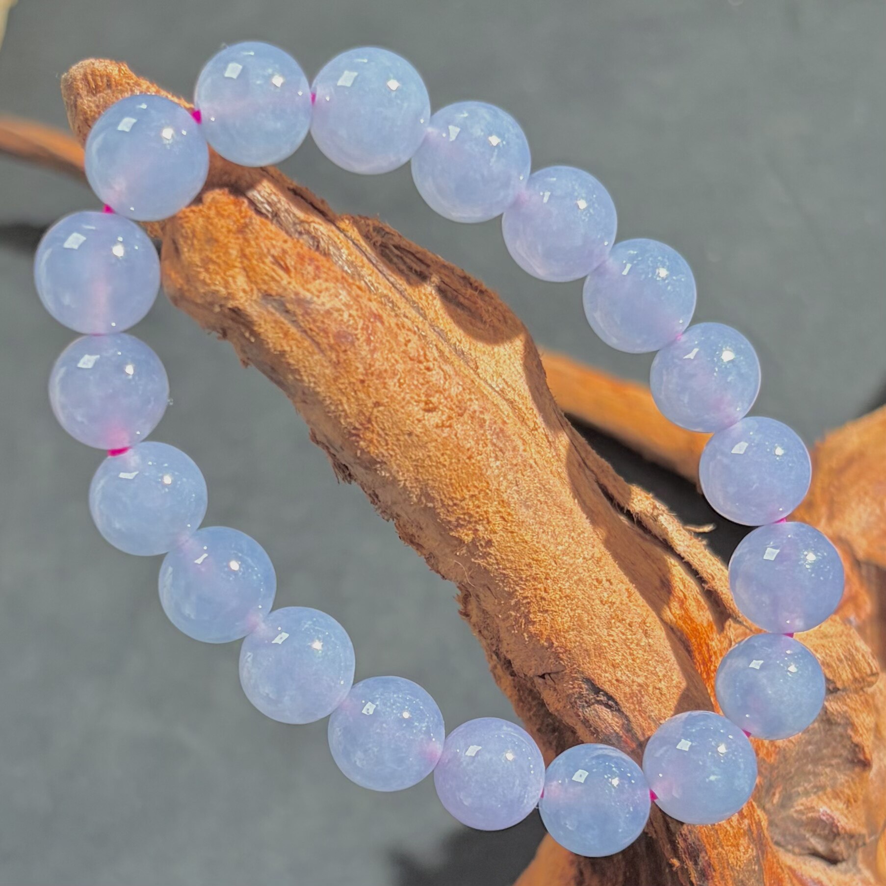 玉名坊天然A货翡翠手链 冰浅紫罗兰玉石手串女款 10mm翡翠珠链