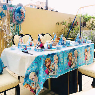 冰雪奇缘爱莎公主女孩生日艾莎主题儿童派对蛋糕装饰布置餐具桌布