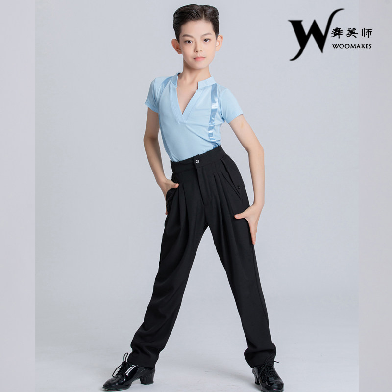 舞美师男拉丁练习服分体套装