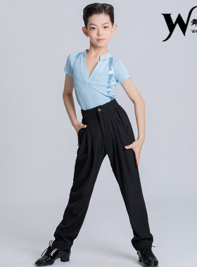 舞美师男拉丁练习服分体套装