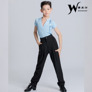 WMS春秋新款少儿男拉丁舞套装恰恰伦巴牛仔考级基训练功舞服表演