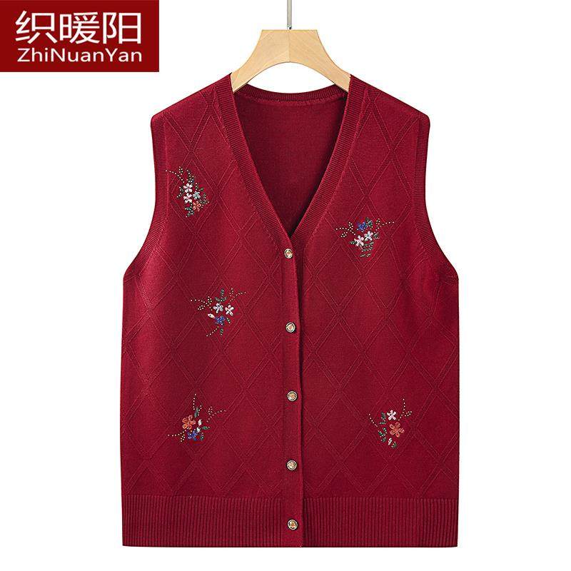 中老年女装马甲春秋坎肩奶奶装针织衫开衫老太太马夹大码妈妈背心