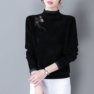 天鹅绒打底衫女秋冬内搭时尚洋气