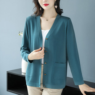 妈妈春夏蚕丝针织开衫 防晒冰丝外套 短外搭中老年女宽松加肥加大码