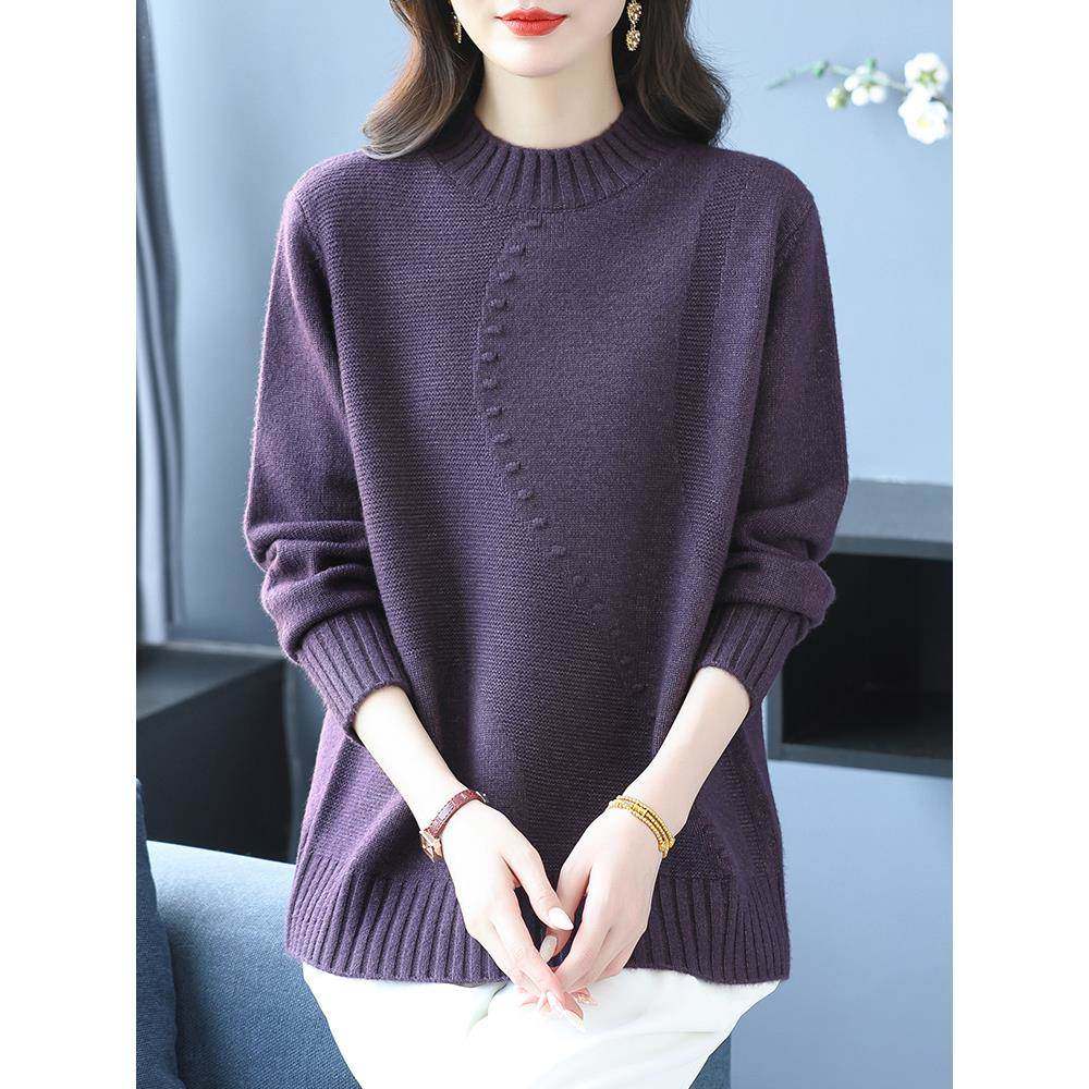 中年妈妈秋冬半高领羊毛衫女毛衣宽松加大码洋气针织衫厚打底上衣,女装/女士精品,中老年女装,淘宝优惠券,粉丝福利购,淘宝优惠卷
