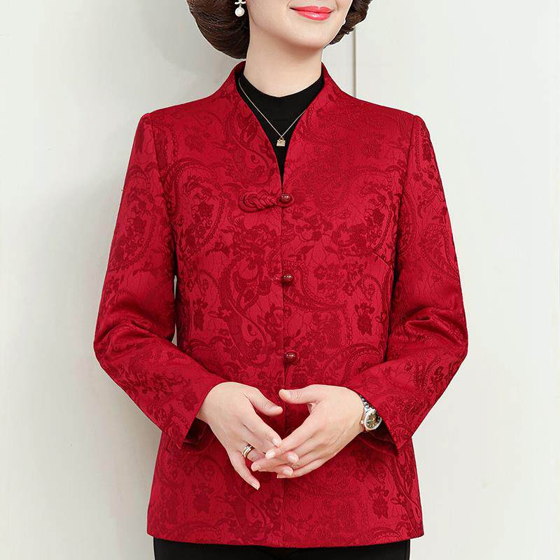 喜婆婆婚宴装2025新款婚礼妈妈结婚礼服高端中老年女春装红色外套