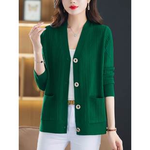 外套时尚 大码 羊毛衫 妈妈洋气春秋针织开衫 气质宽松羊绒外搭薄 女装